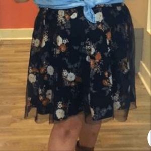 Torrid Black Floral Mini Skirt with Tulle Cover - Plus Size 2X